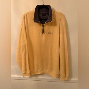 Men's IZOD fleece  1/4 zip pullover-yellow/Gray- Size LG